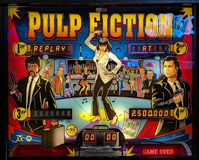 Pulp Fiction pinball machine at Happy's Pub Pulp Fiction pinball machine at Happy's Pub